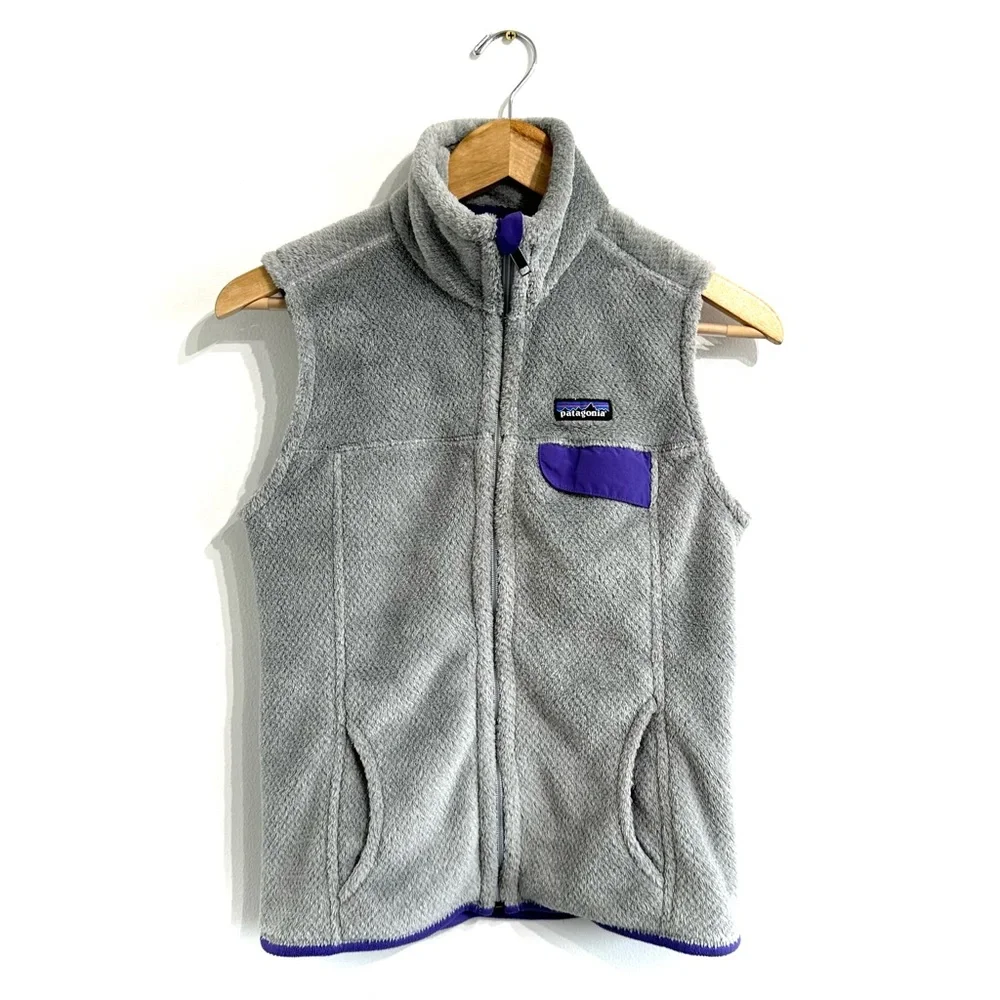 Patagonia Re-Tool Vest full zip grey fleece pile pockets polartec outdoor